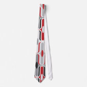 Cravate Motif d'oignon noir rouge Zig Zag Art Déco (Devant)