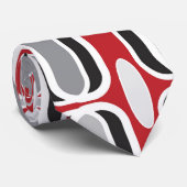 Cravate Motif d'oignon noir rouge Zig Zag Art Déco (Roulé)