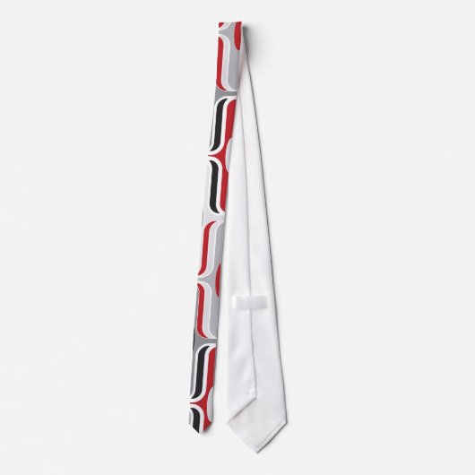 Cravate Motif d'oignon noir rouge Zig Zag Art Déco (Dos)