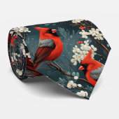 Cravate Motif d'oiseau Cardinal Rouge (Roulé)