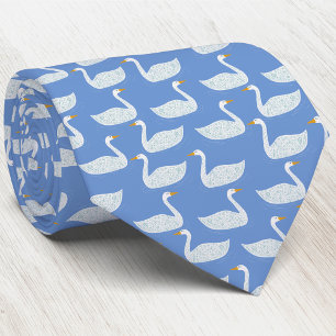 Cravate Motif d'oiseau cygne bleu
