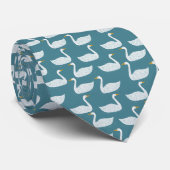 Cravate Motif d'oiseau cygne vert sarcelle (Roulé)