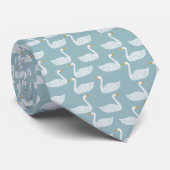 Cravate Motif d'oiseau cygne vert sarcelle clair (Roulé)