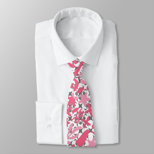Cravate Motif Doodle en rose.01.w (Attaché)