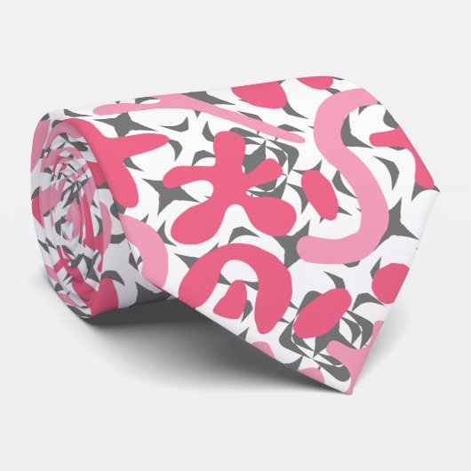Cravate Motif Doodle en rose.01.w (Roulé)
