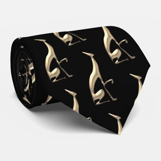 Cravate Motif d'or chien (Roulé)