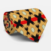 Cravate Motif d'or rouge rouge rétro (Roulé)