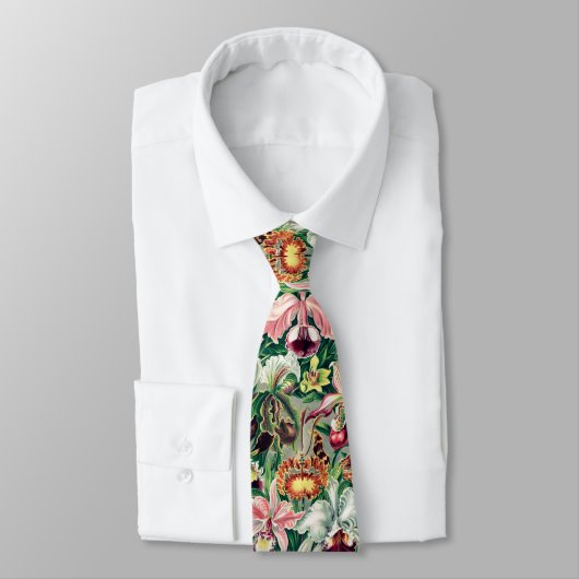 Cravate Motif d'orchidée blanche rose jaune (Attaché)