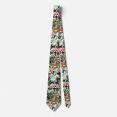 Cravate Motif d'orchidée blanche rose jaune (Devant)