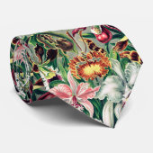 Cravate Motif d'orchidée blanche rose jaune (Roulé)