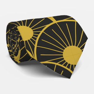 Cravate Motif doré Art déco brillant en noir