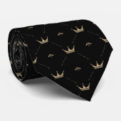 Cravate Motif doré moderne Monogramme initial Noir (Roulé)