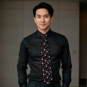 Cravate Motif d'os d'oreilles de crâne d'Halloween noir