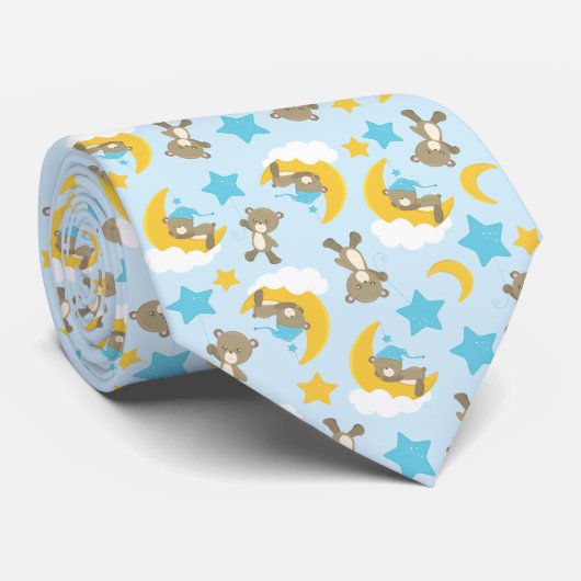 Cravate Motif D'Ours, Mignonnes Ours, Nounours, Étoiles (Roulé)