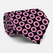 Cravate Motif d'ouverture - rose sur noir (Roulé)