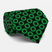Cravate Motif d'ouverture - Vert herbe sur noir (Roulé)