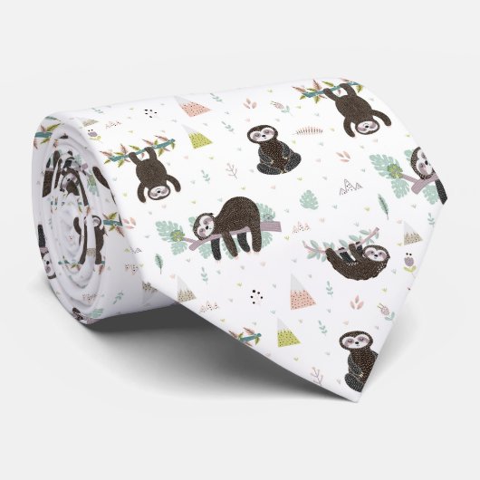 Cravate Motif doux somnolent de paresse (Roulé)