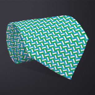 Cravate Motif Drapeau Ouzbékistan Patchwork