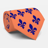 Cravate Motif du bleu marine Fleur-De-lys sur l'arrière - (Roulé)