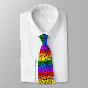 Cravate Motif du coeur arc-en-ciel