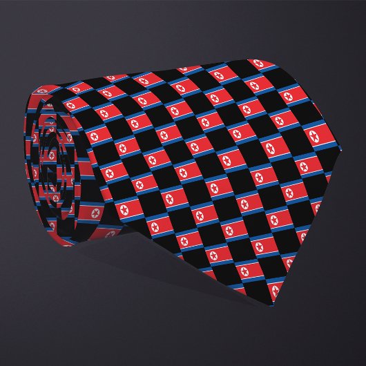 Cravate motif du drapeau À damiers Corée du Nord