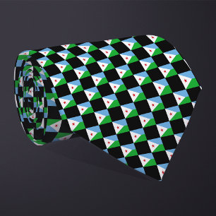 Cravate motif du drapeau À damiers Djibouti