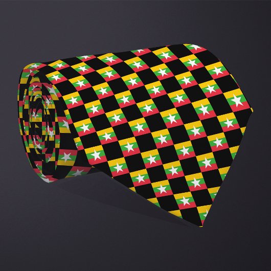 Cravate motif du drapeau À damiers Myanmar