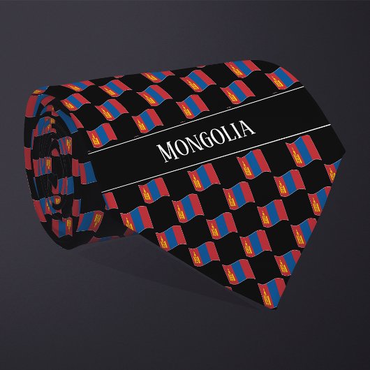 Cravate Motif du drapeau de la Mongolie vague
