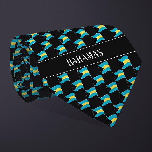 Cravate Motif du drapeau des Bahamas Wavy
