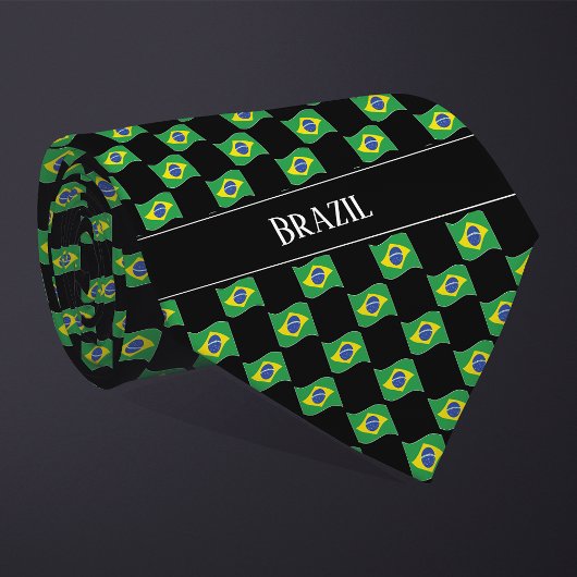Cravate Motif du drapeau du Brésil vague