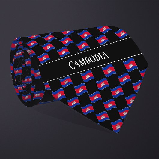 Cravate Motif du drapeau du Cambodge vague