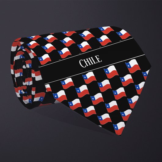 Cravate Motif du drapeau du Chili vague