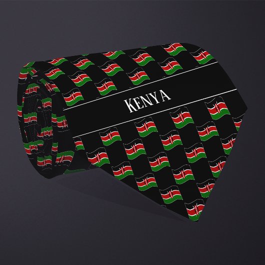 Cravate Motif du drapeau du Kenya vague