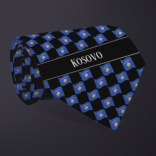 Cravate Motif du drapeau du Kosovo Wavy