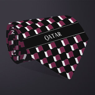 Cravate Motif du drapeau du Qatar Wavy