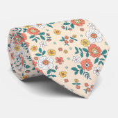Cravate Motif du jardin de fleurs de corail (Roulé)