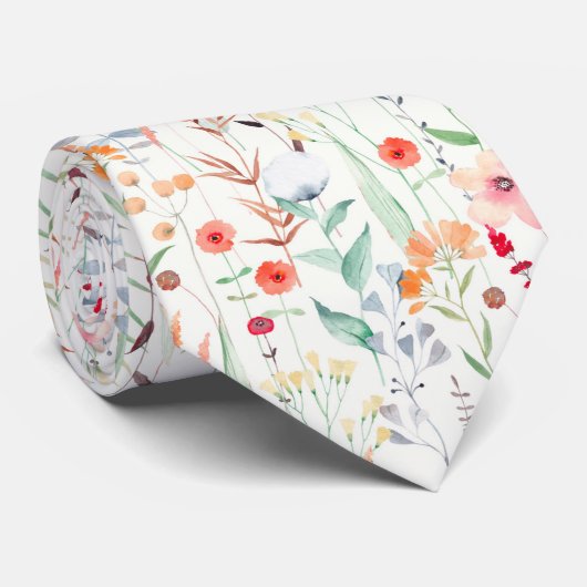 Cravate Motif du jardin de fleurs Pastel (Roulé)