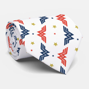 Cravate Motif du logo rouge et bleu de Wonoman