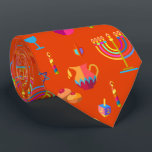Cravate Motif du Red Doodle à la mode du Festival d'Hanouk<br><div class="desc">Design cravate avec Happy Hanoukka Party Belle Décoration Bleue, Fête Juive, symboles ornement festif. arrière - plan rouge Hanoukka avec les symboles traditionnels de Chanoukah - dandelles en bois (dessus filant), beignets, menorah en or, bougies, étoile de David et lumières brillantes doodle motif. Décoration de l'événement du Festival Hanoukka. Jérusalem,...</div>