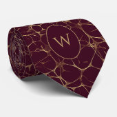 Cravate Motif du réseau neuronal de Bourgogne et d'or (Roulé)