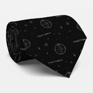Cravate Motif du zodiaque Sagittaire en noir et blanc