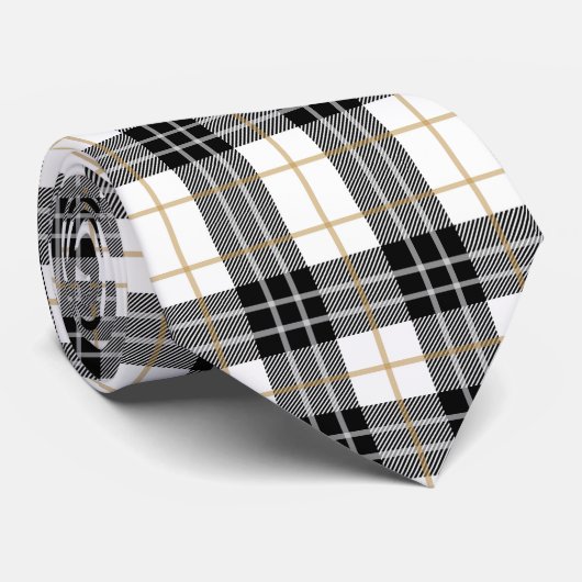 Cravate Motif écossais écossais écossais noir et or (Roulé)