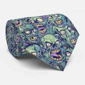 Cravate motif éffrayant de zombies Halloween (Roulé)
