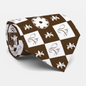 Cravate Motif élégant à carreaux blanc et marron (Roulé)