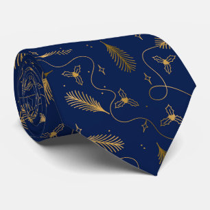 Cravate Motif élégant bleu et or de Noël