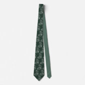 Cravate Motif élégant de feuilles vert foncé (Devant)