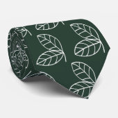 Cravate Motif élégant de feuilles vert foncé (Roulé)