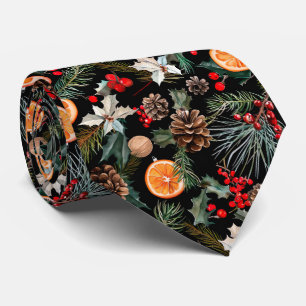 Cravate Motif élégant de Noël à poinsettia