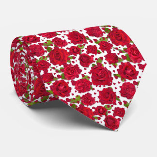 Cravate Motif Élégant de Roses Florales Rouges et Roses Fo