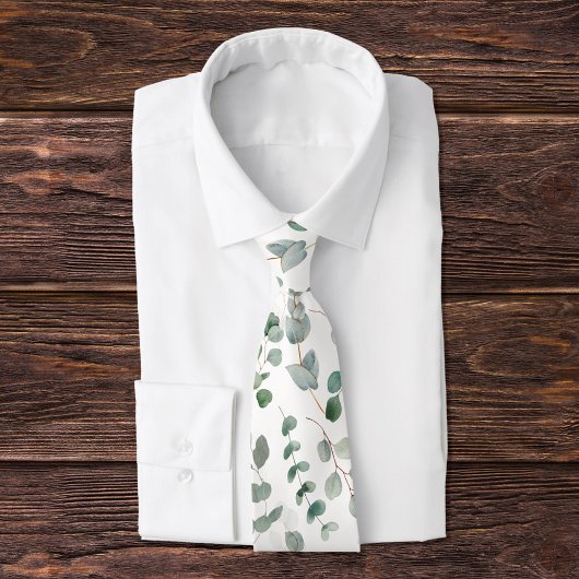 Cravate Motif élégant d'eucalyptus vert